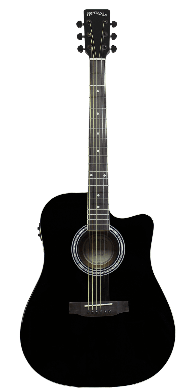 Santana LA-100 EQCW v2 BK Western Guitar Elektrisk Akustisk Guitar Begynderguitar Stålstrenge Musiklageret Viborg